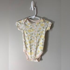 Adorable Floral Baby Bodysuit - Yellow and Cream